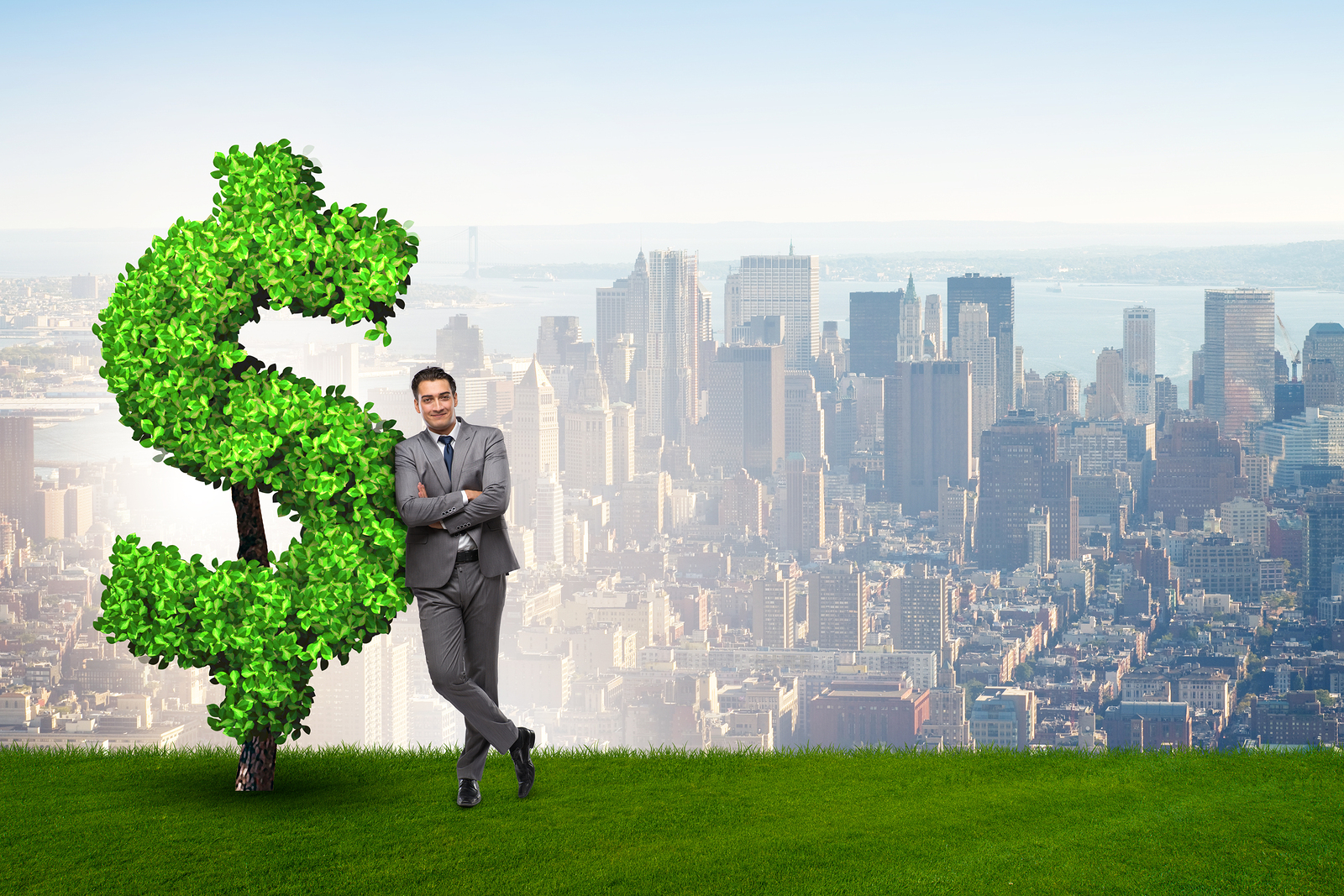 Man in sustainable investment concept