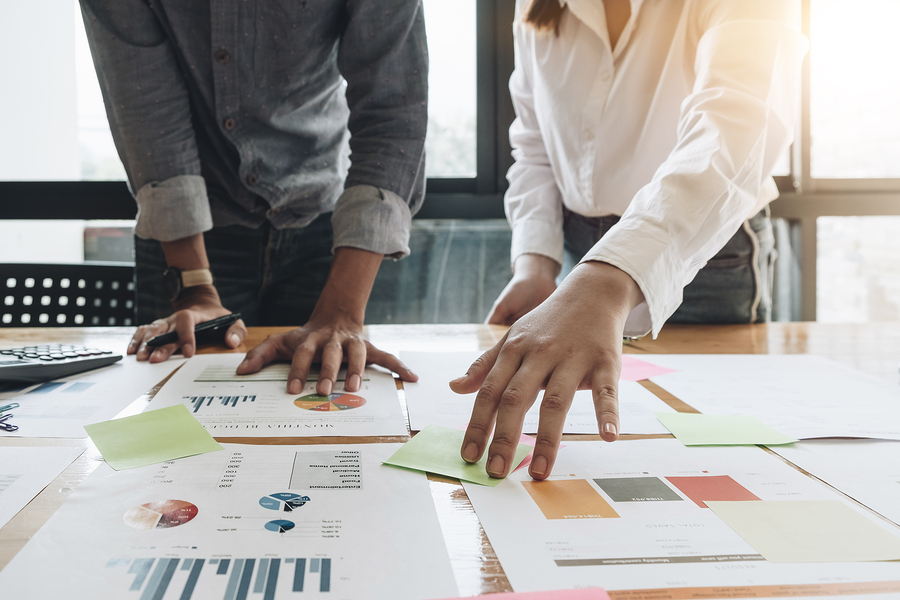 Business People Planning Strategy Analysis from financial document report Office Concept